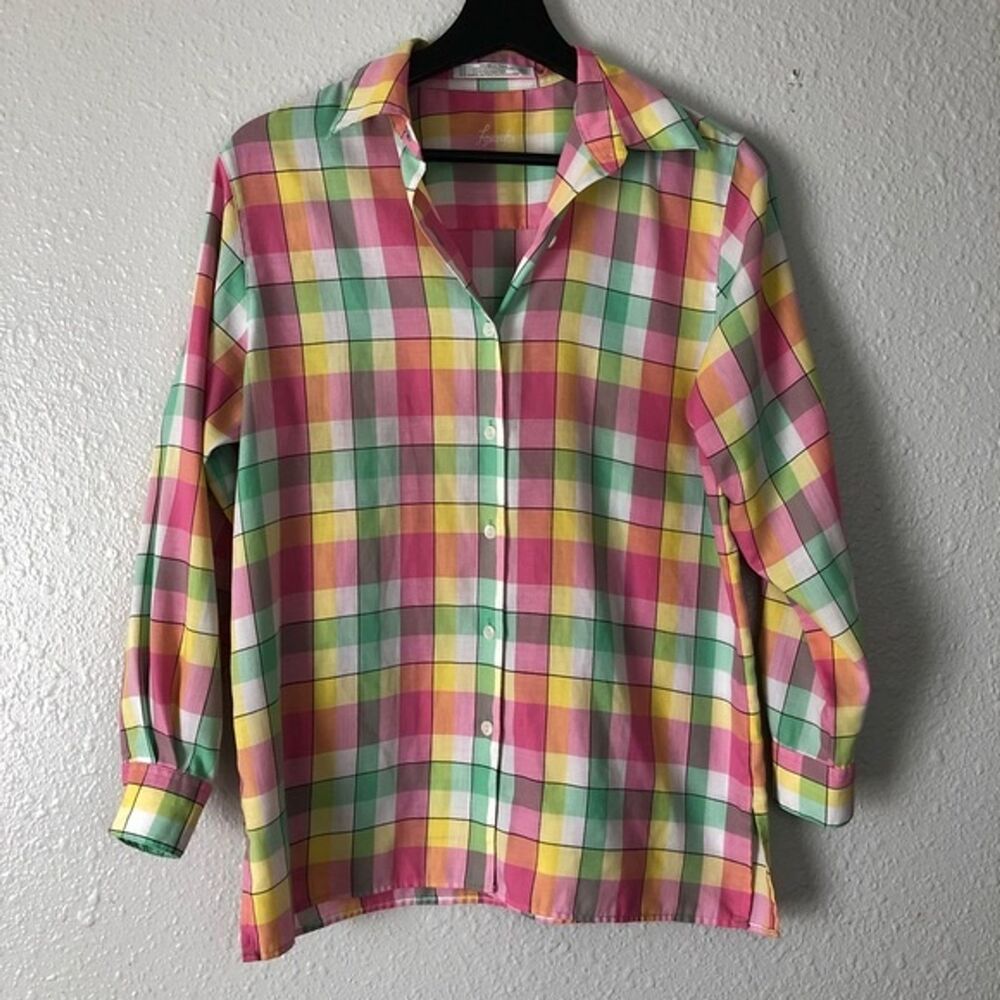 Foxcroft Pastel Plaid Button Down